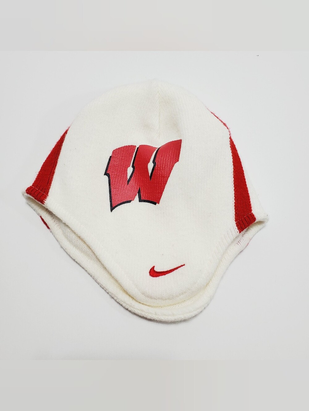 Nike Men's Knit Winter Hat Red & White UW Badgers Pattern Acrylic One Size